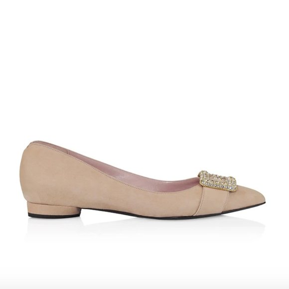 Escada Iconic Swarovski Crystals Beige Suede Pump - Picture 8 of 12